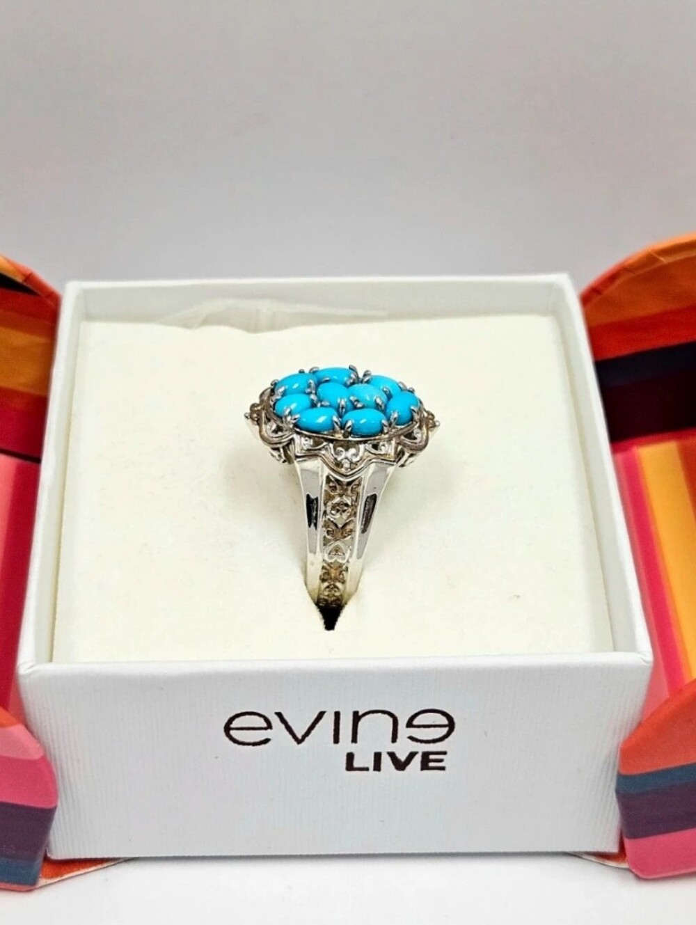 Women's Turquoise Cluster Sterling Ring